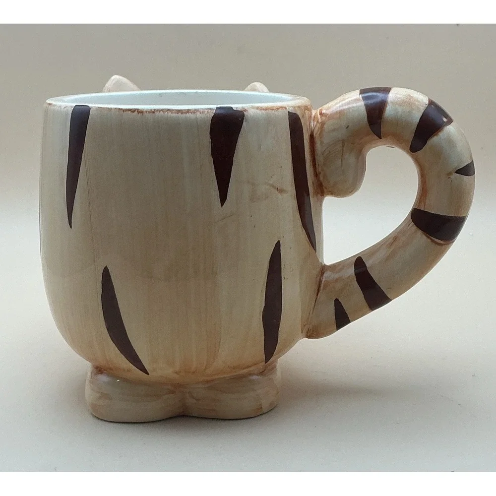 Vintage JC Penney Home Collection 3D Cat Mug Orange Tabby Cookie Tea Pocket